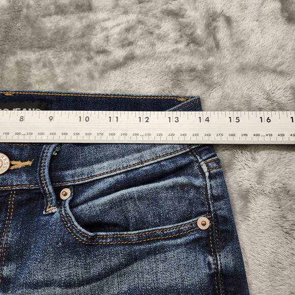 Express Jeans Womens 4 Blue Mid Rise Cropped Skinny Leg Stretch Denim Distressed - Picture 11 of 15